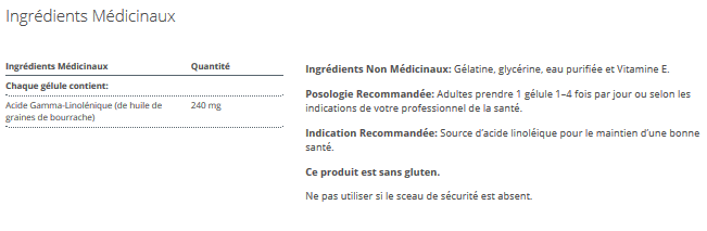 OmegaGenics Borage Seed GLA Oil (* OmegaGenics GLA 240)