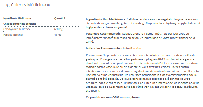 SpectraZyme Betaine HCl + Pepsine (* SpectraZyme METAGEST)